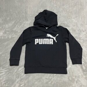 Puma Kids Black Hoodie with White Logo‎ Girls Size Small 7/8